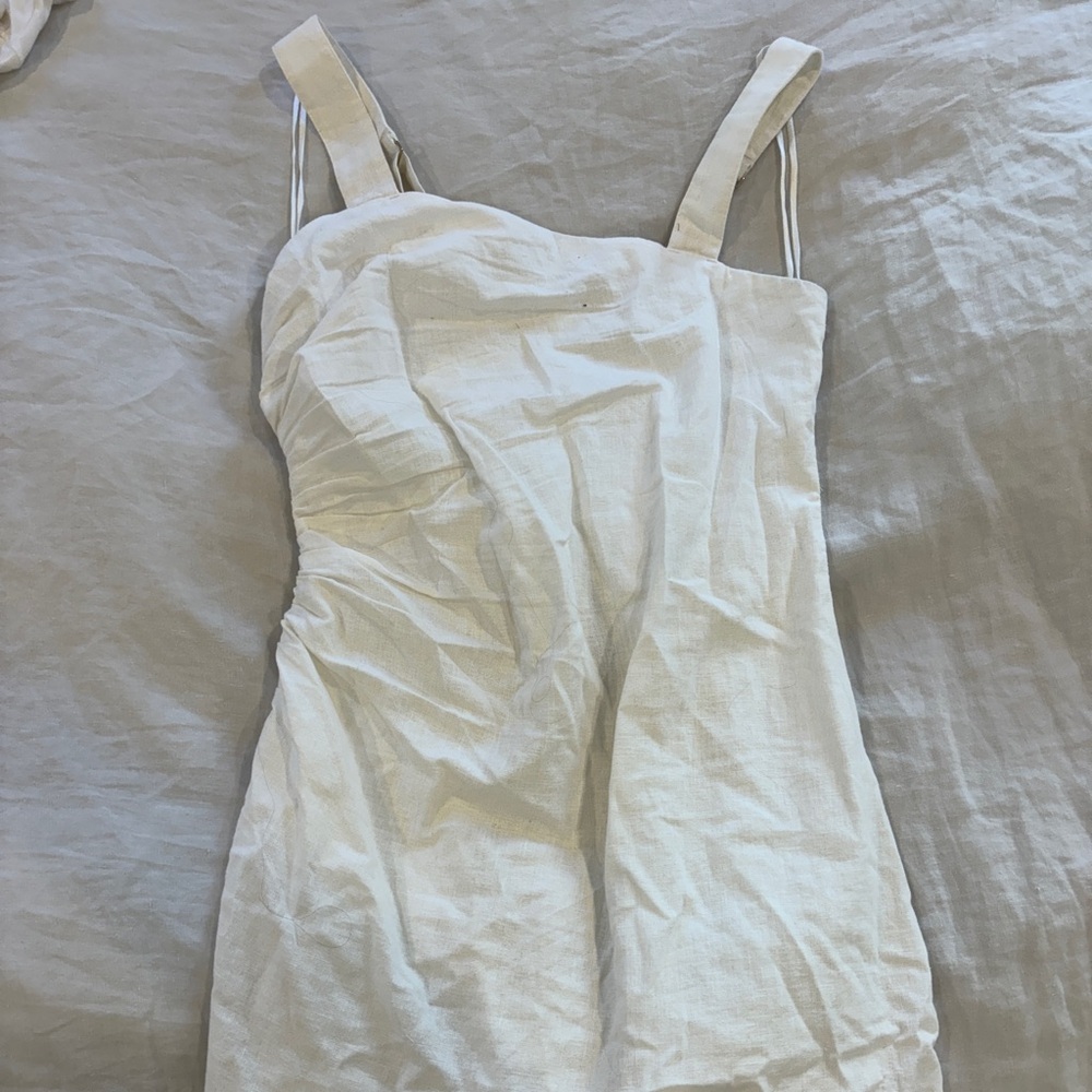 Abercrombie White Square Neck Ruched Mini Dress